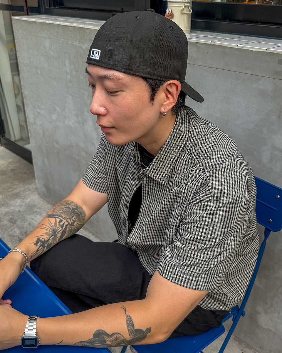 Linen Cropped Natural Check Shirt