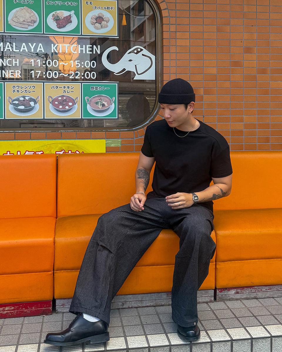 Snap Stripe Denim Pants