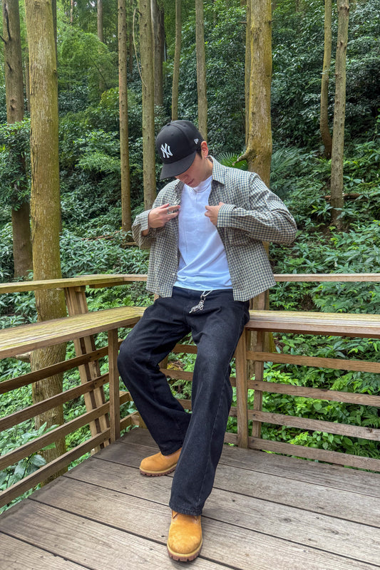 Linen Cropped Natural Check Shirt (2c)