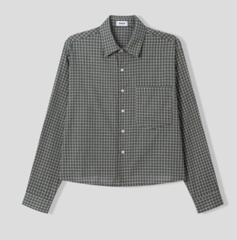 Linen Cropped Natural Check Shirt (2c)