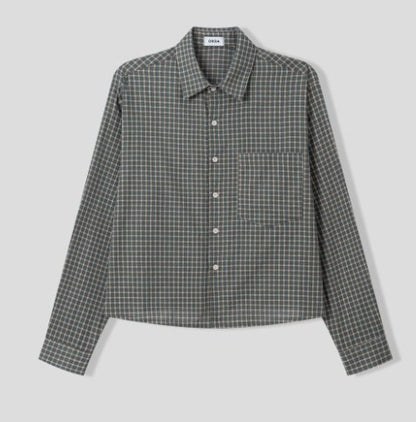 Linen Cropped Natural Check Shirt (2c)