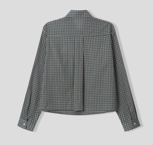 Linen Cropped Natural Check Shirt (2c)