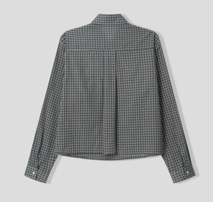 Linen Cropped Natural Check Shirt (2c)