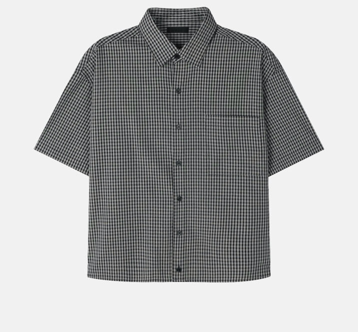 casual cropped check half shirt (4c)