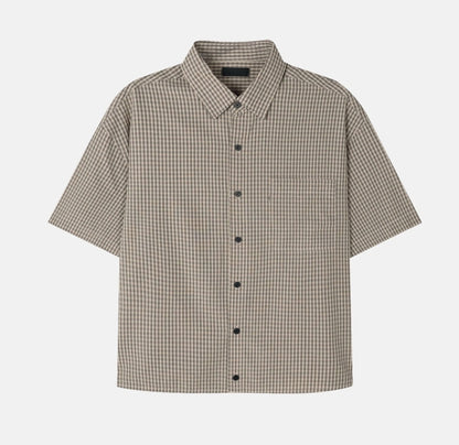 casual cropped check half shirt (4c)