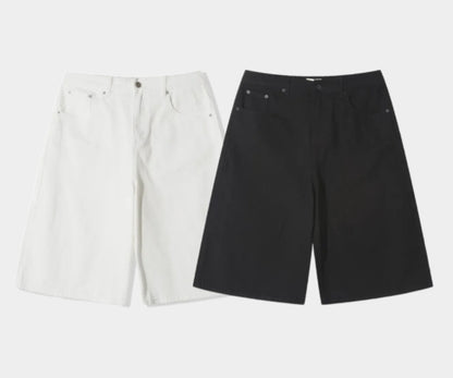 cotton long wide shorts (2c)