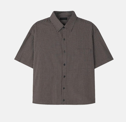 casual cropped check half shirt (4c)