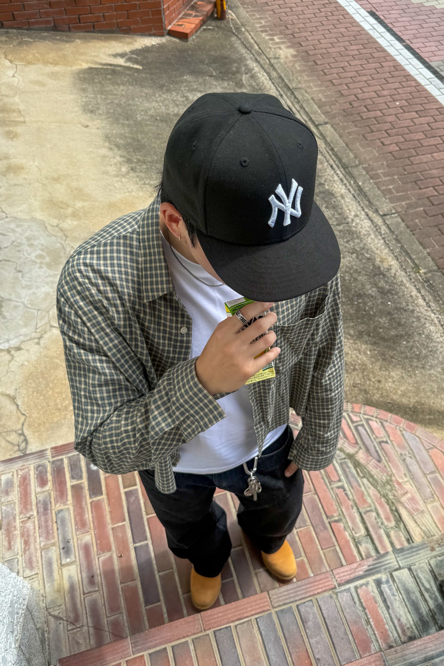 Linen Cropped Natural Check Shirt (2c)