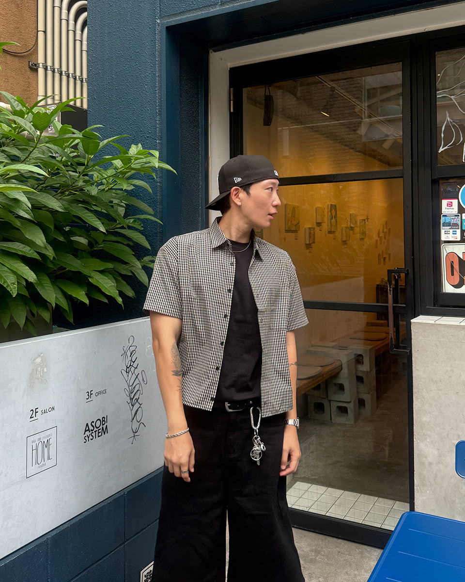 Linen Cropped Natural Check Shirt