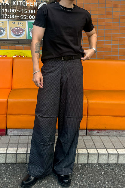 韓国ファッションメンズ　メンズファッション　ストリート系　ワイドデニムパンツ　バギージンズ　ワイドパンツ　バギーパンツ ストライプパンツ