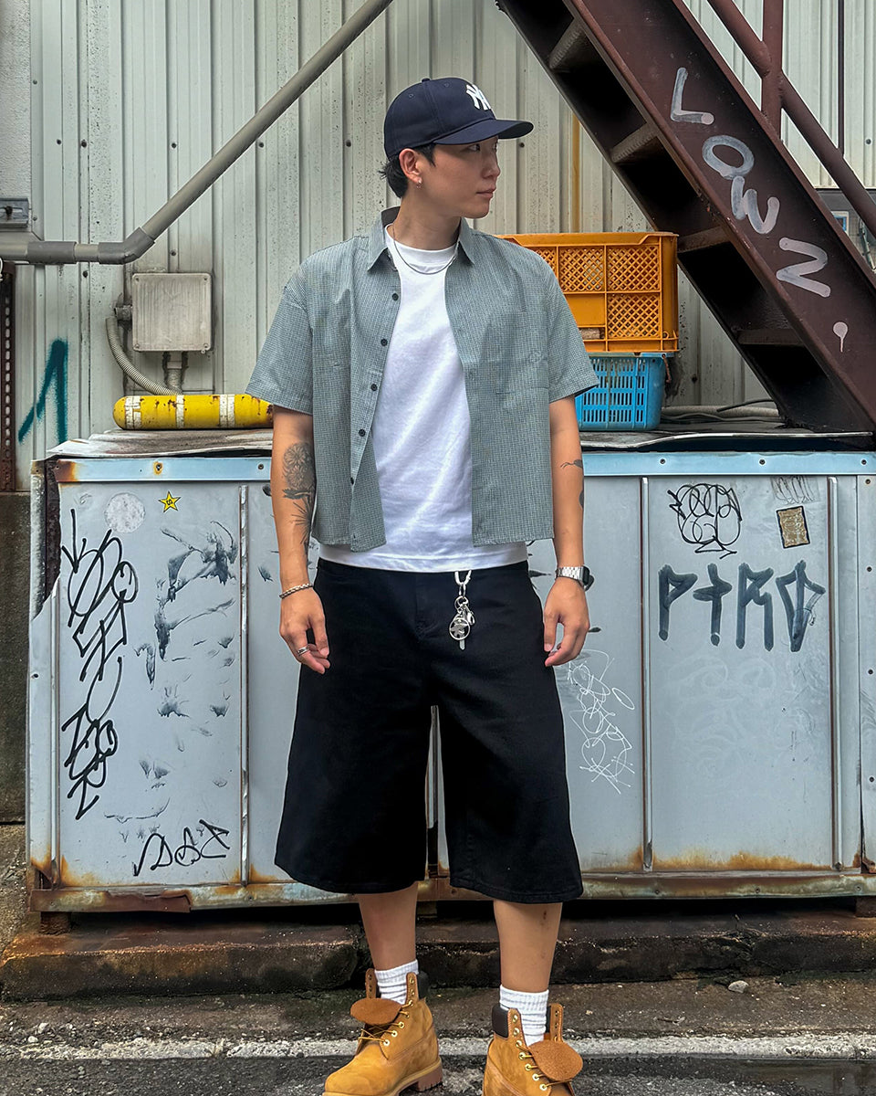 Linen Cropped Natural Check Shirt