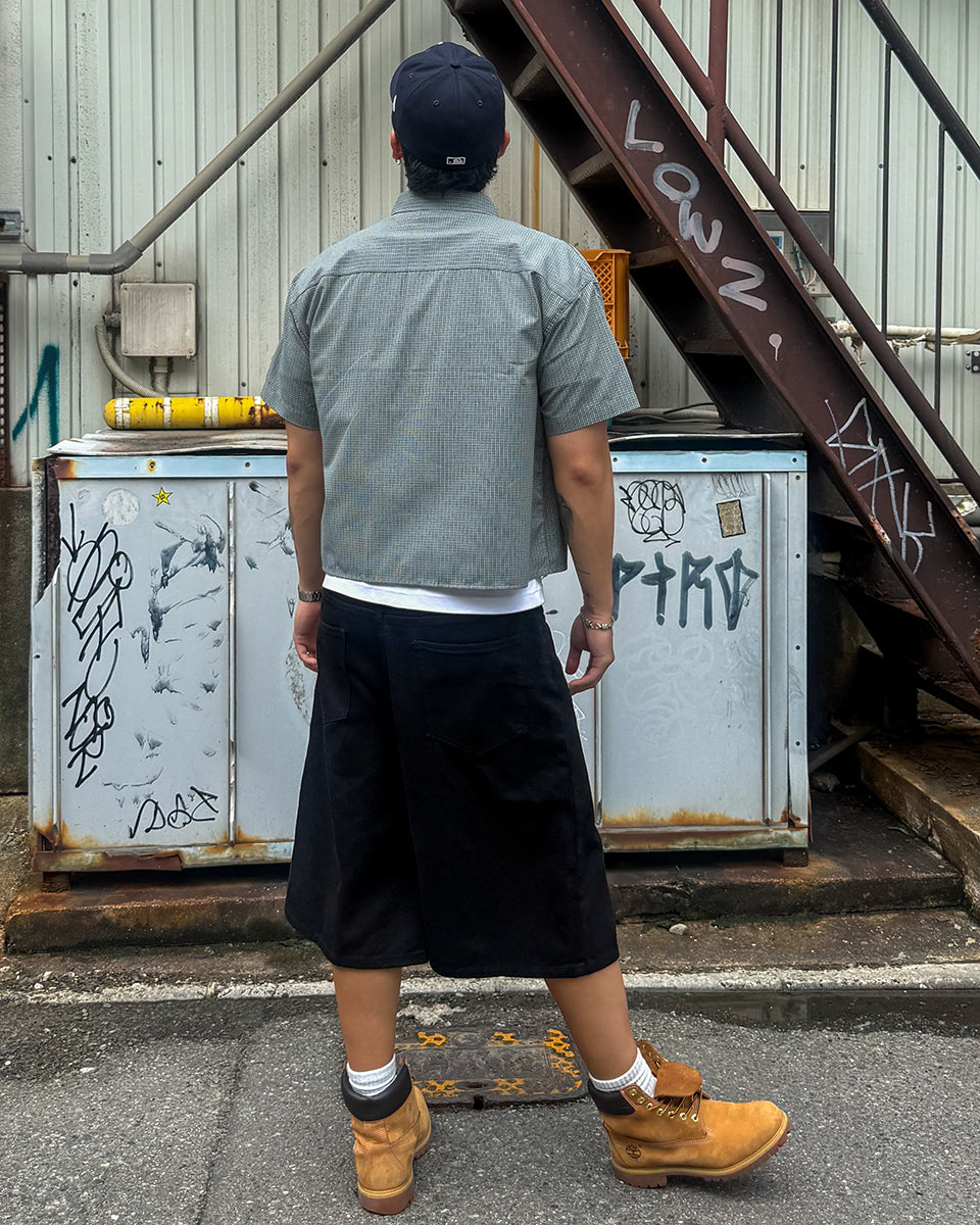 Linen Cropped Natural Check Shirt