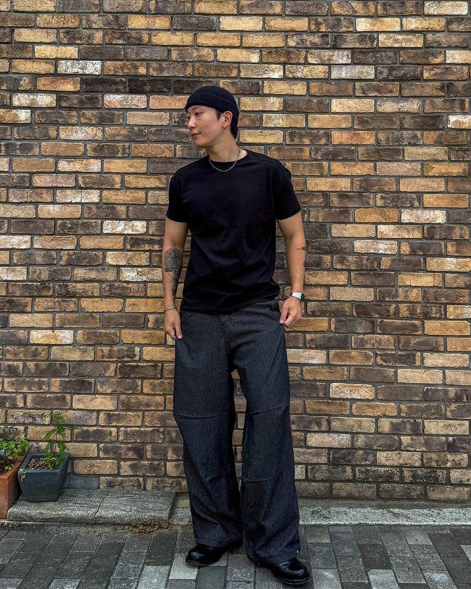 Snap Stripe Denim Pants